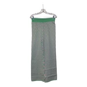Another Girl Geo Women Organic Cotton Knit Pink Green Flare Wide‎ Leg Pant M NEW
